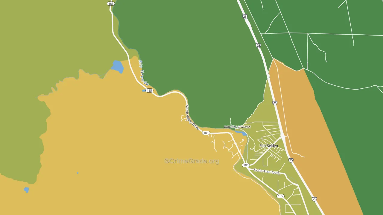 Radium Springs, NM Map of Burglary Rates