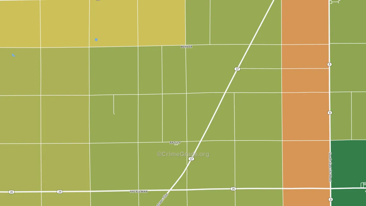 Radley, IN Map of Burglary Rates