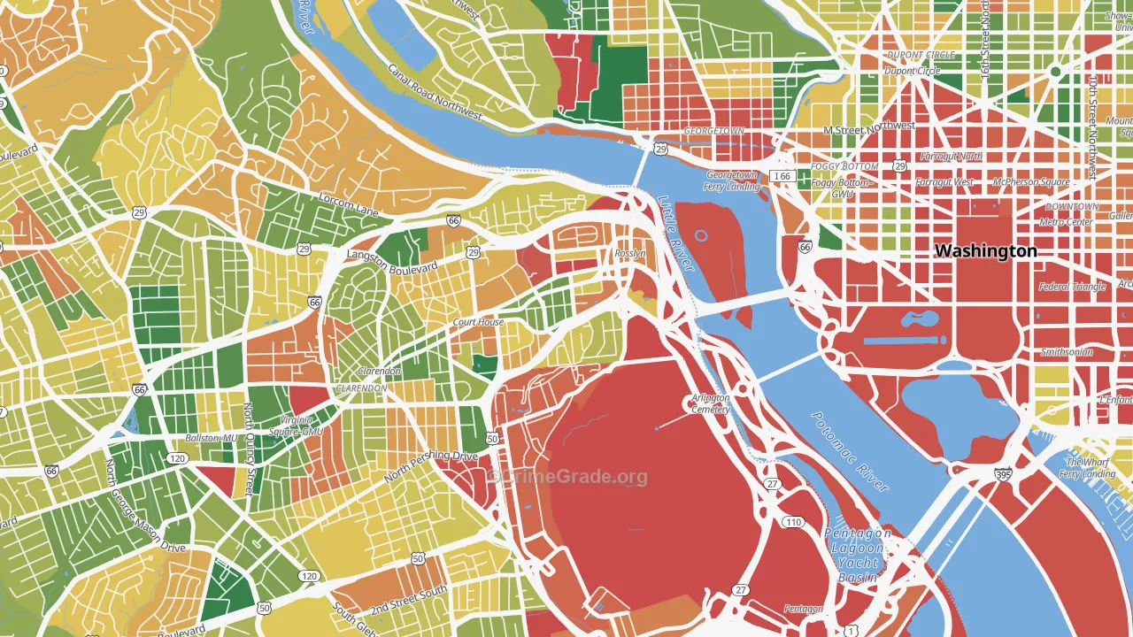 Radnor-Ft Myer Heights, Arlington, VA Map of Burglary Rates