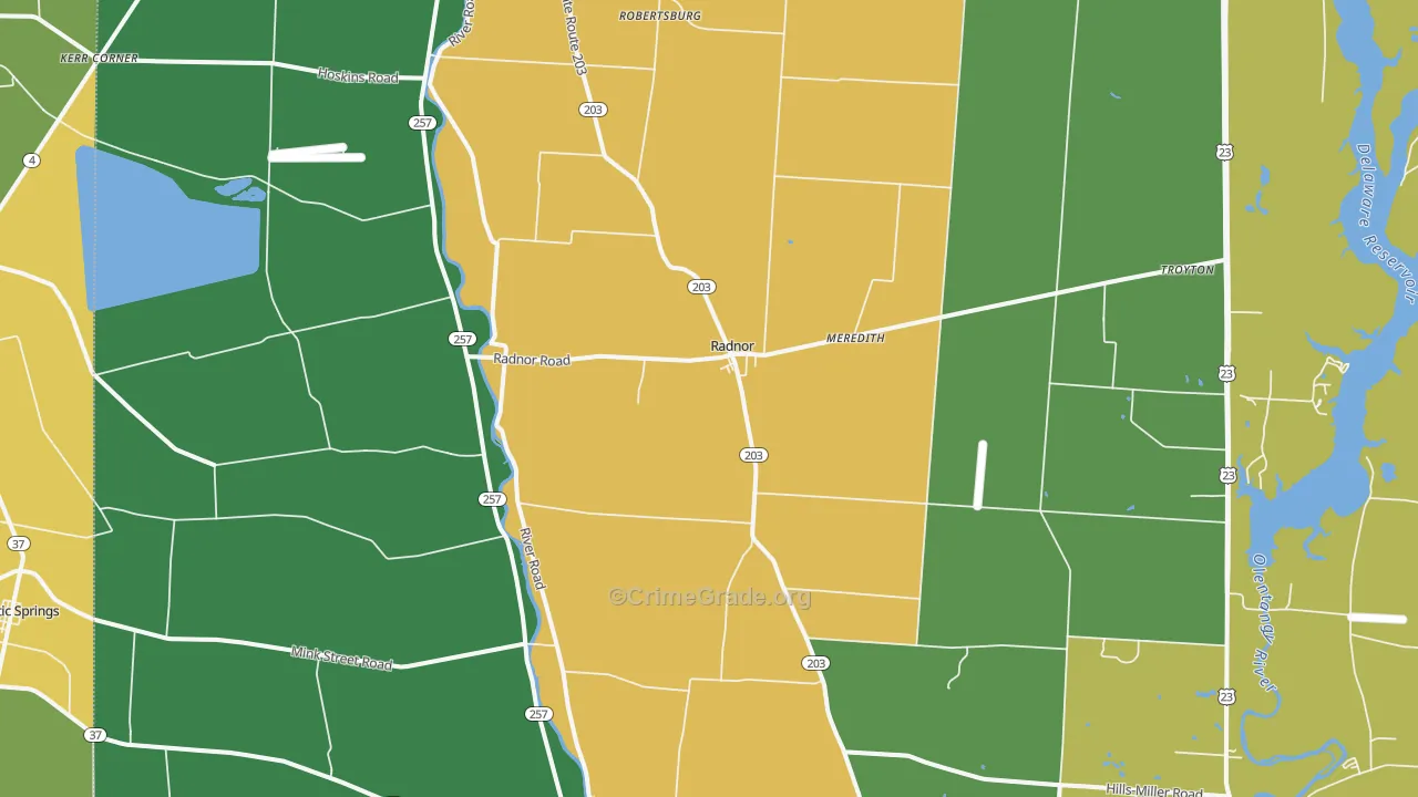 Radnor, OH Map of Burglary Rates