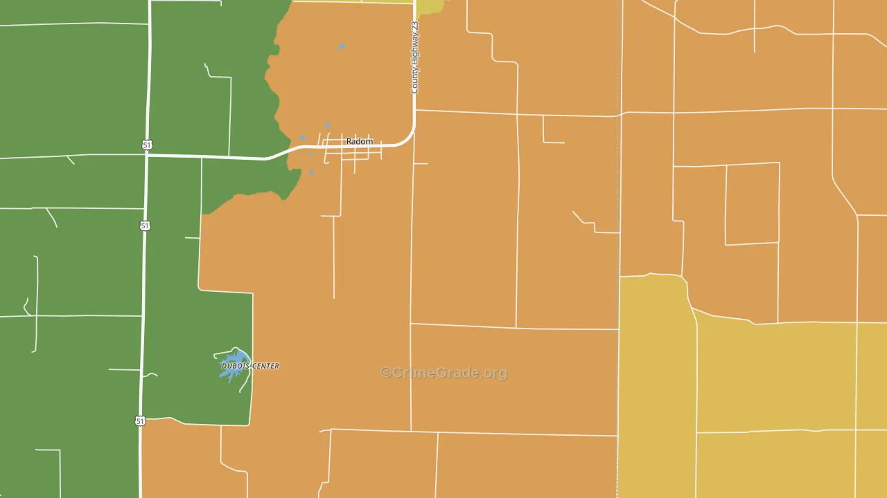 Radom, IL Map of Burglary Rates
