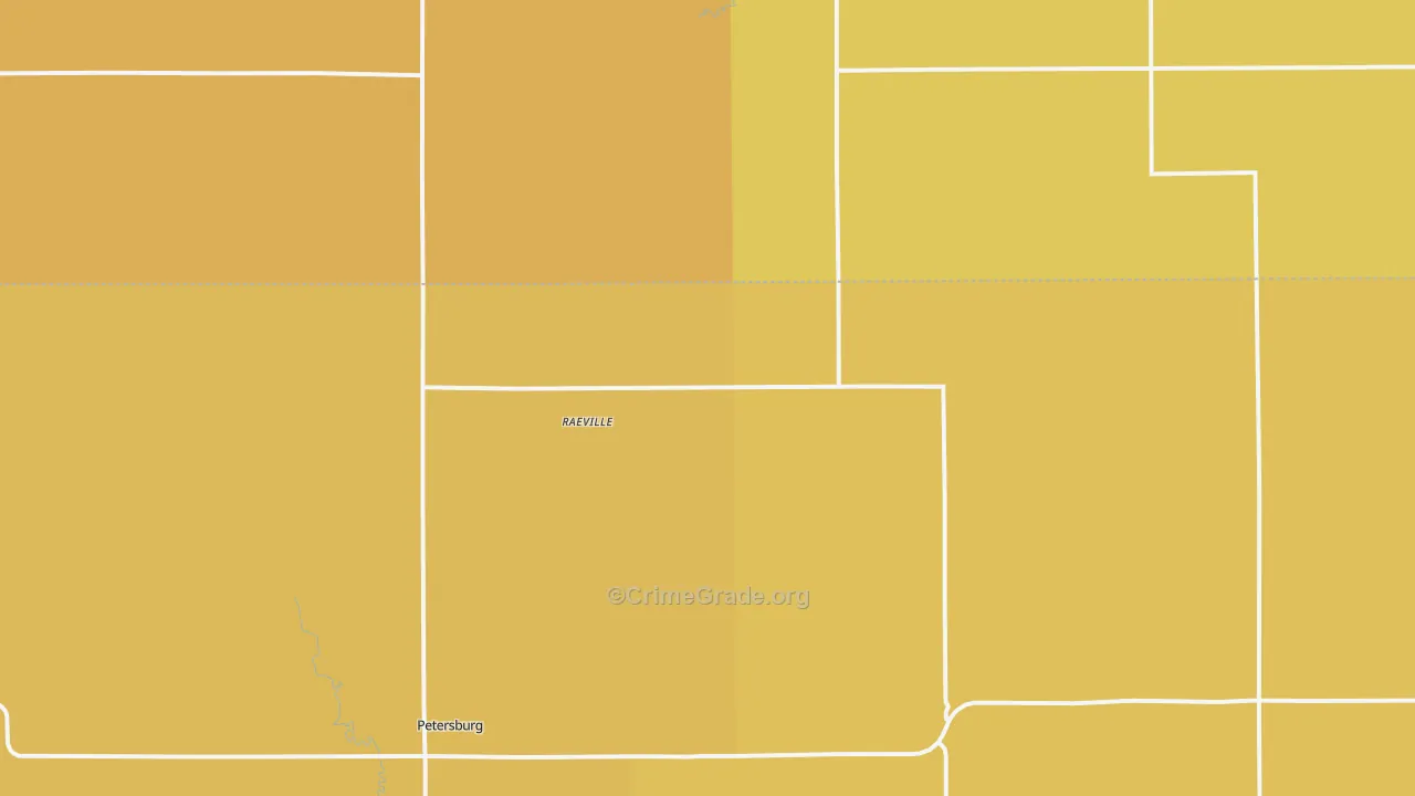 Raeville, NE Map of Burglary Rates