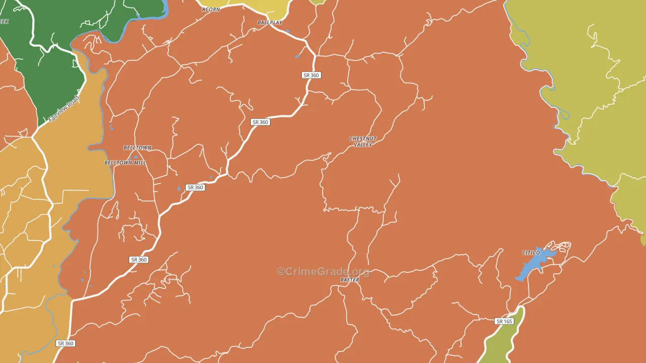 Rafter, TN Map of Burglary Rates