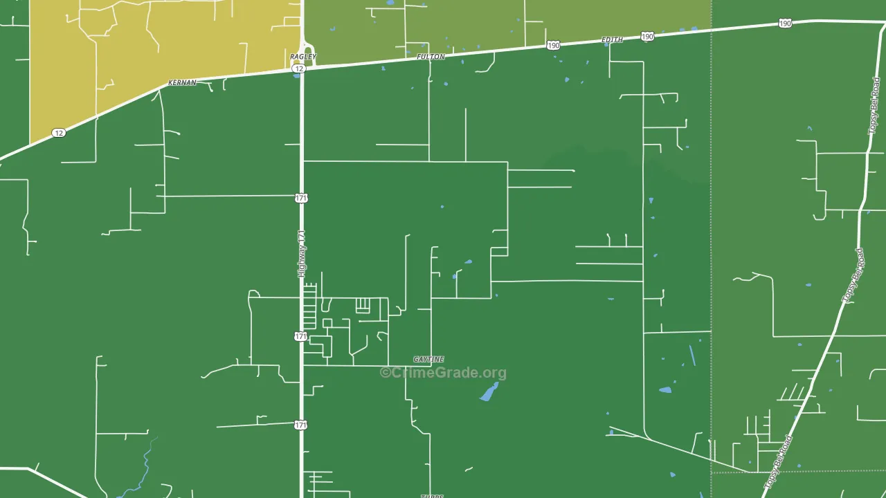 Ragley, LA Map of Burglary Rates