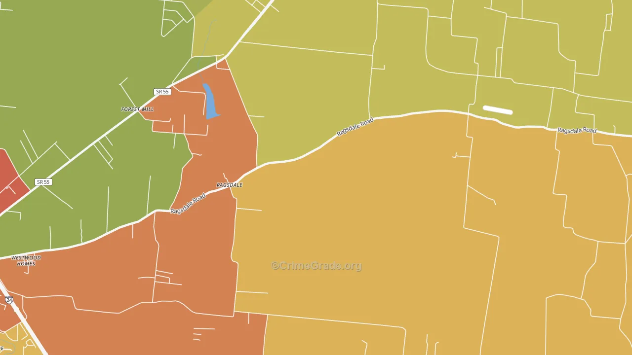 Ragsdale, TN Map of Burglary Rates
