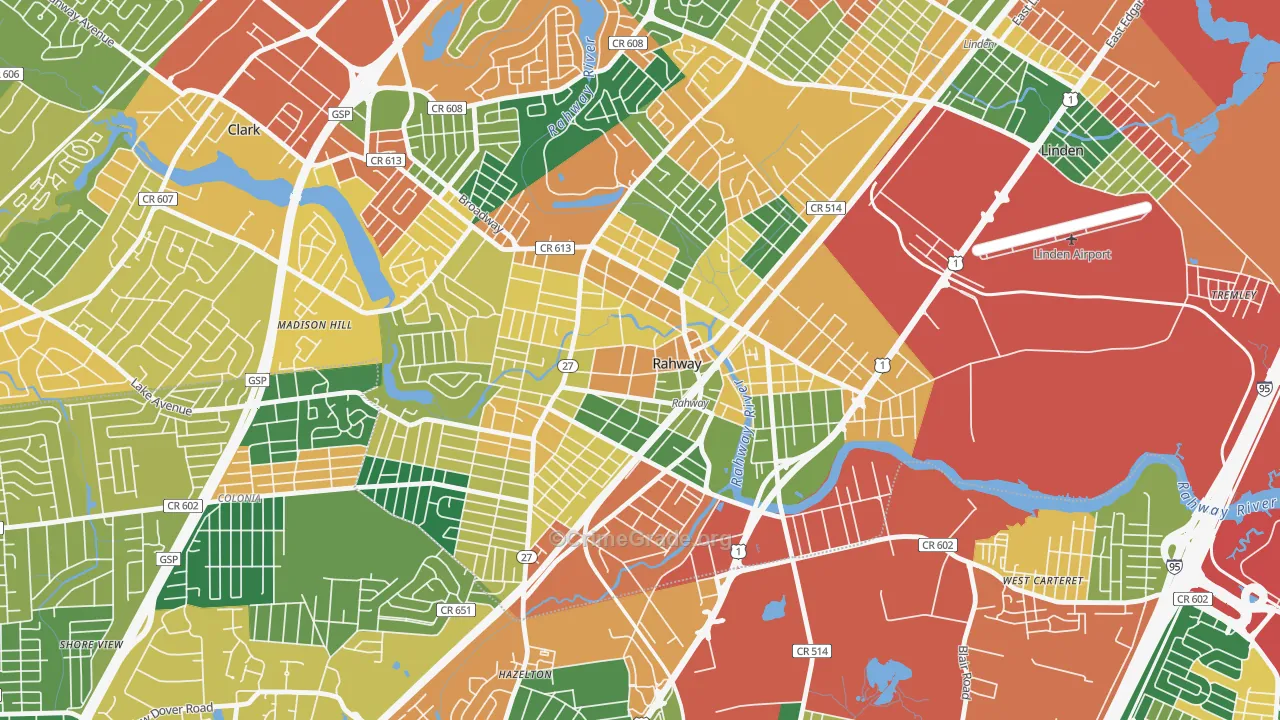 Rahway, NJ Map of Burglary Rates