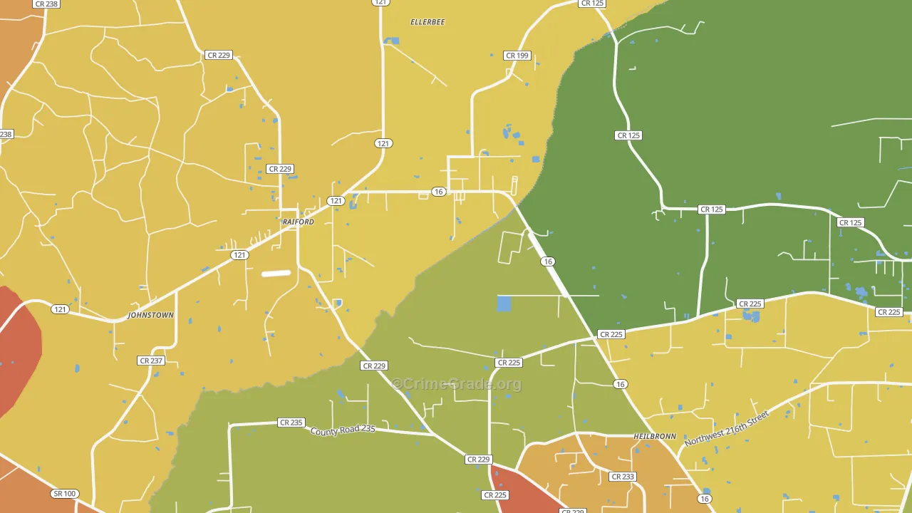 Raiford, FL Map of Burglary Rates
