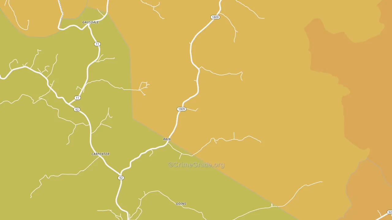 Rain, KY Map of Burglary Rates