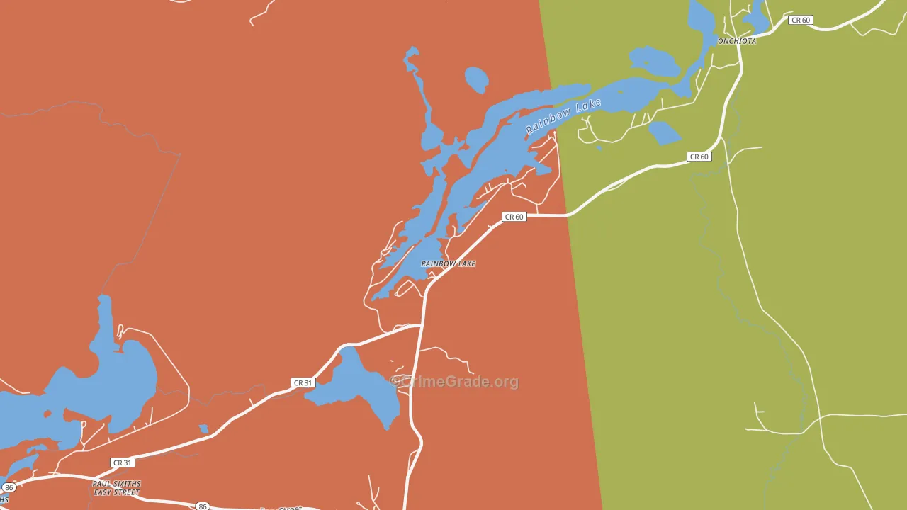 Rainbow Lake, NY Map of Burglary Rates