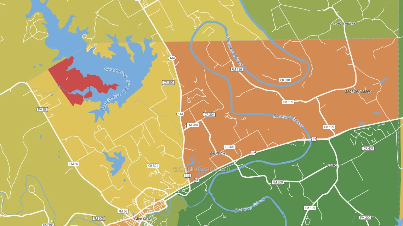 Rainbow, TX Map of Burglary Rates