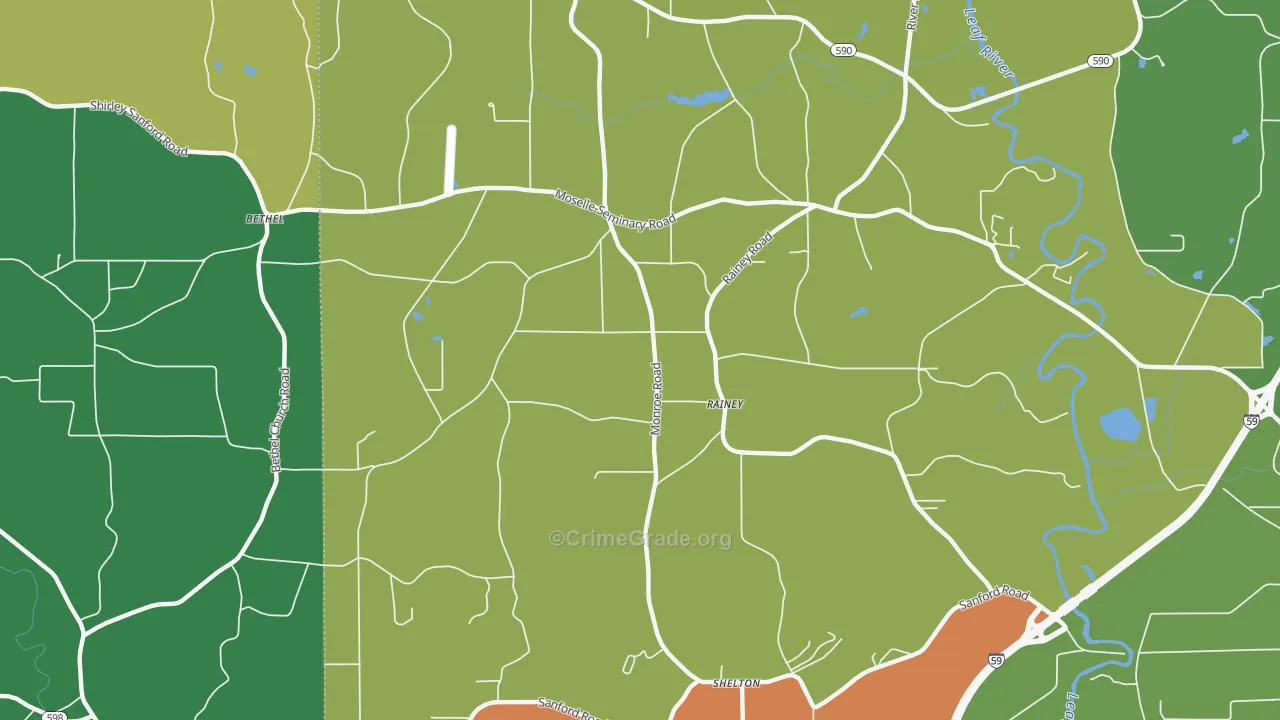 Rainey, MS Map of Burglary Rates