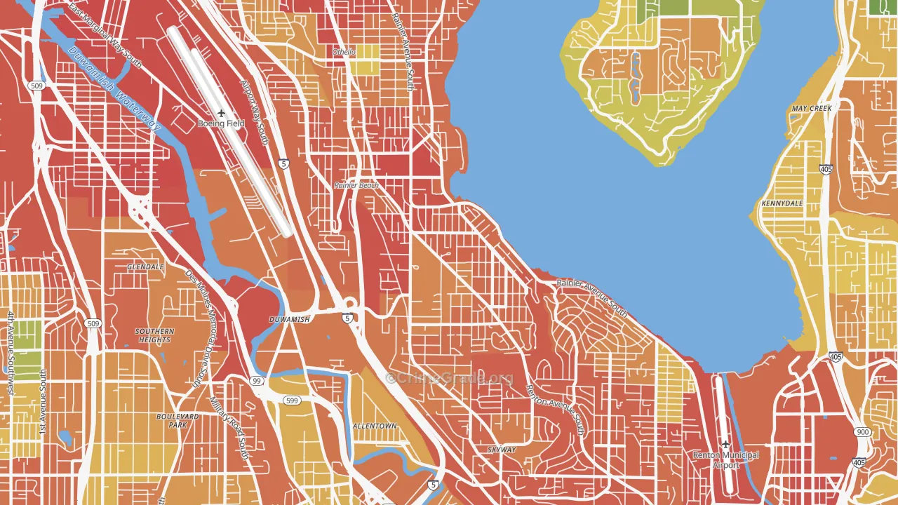 Rainier Beach, Seattle, WA Map of Burglary Rates
