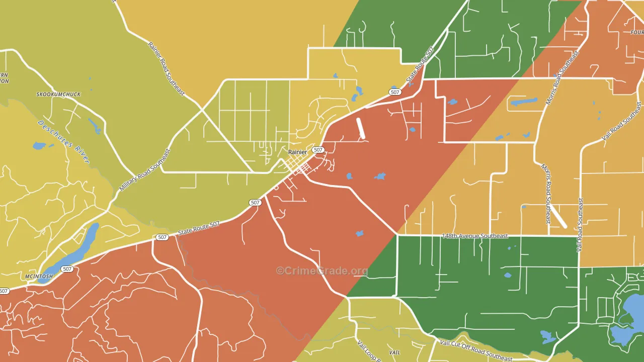 Rainier, WA Map of Burglary Rates