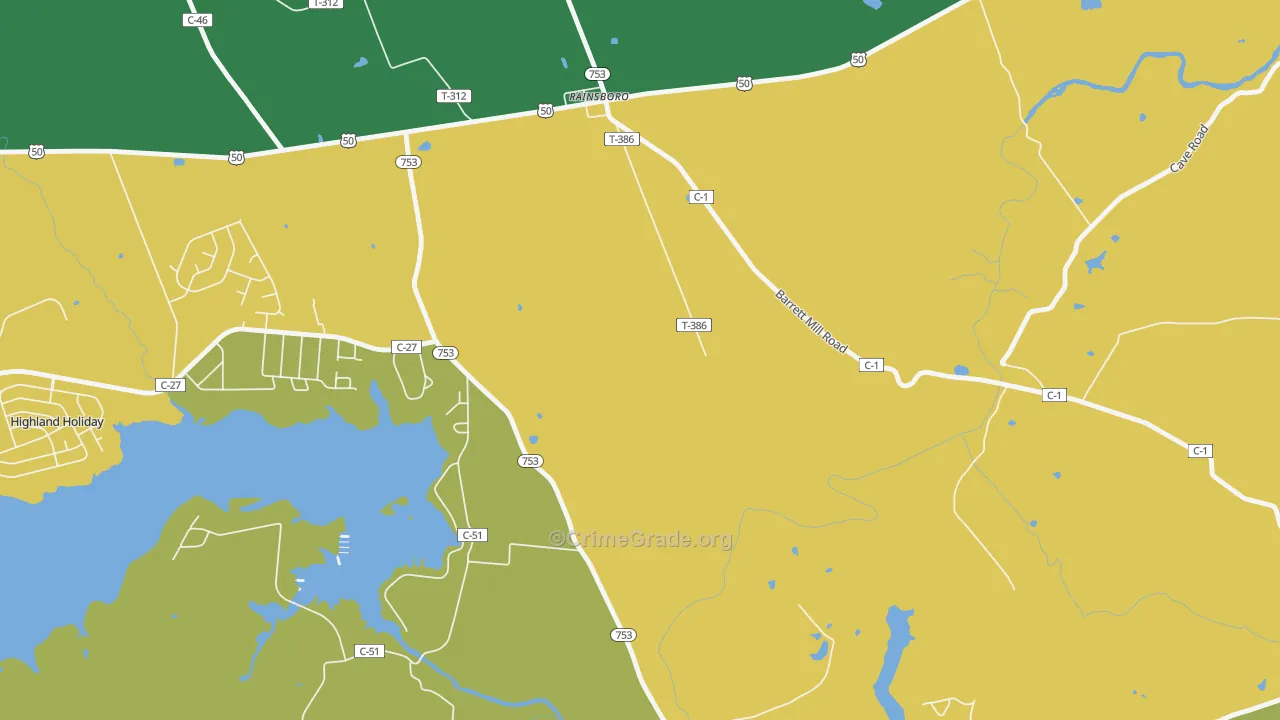 Rainsboro, OH Map of Burglary Rates