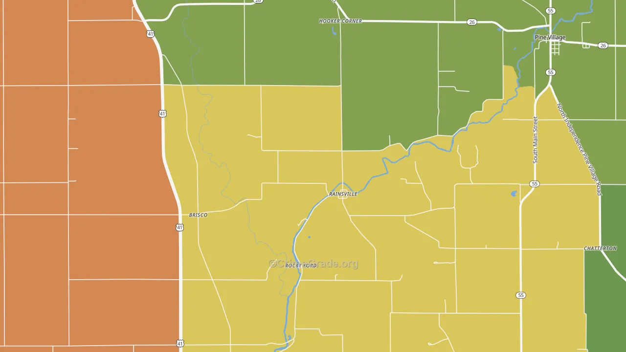 Rainsville, IN Map of Burglary Rates