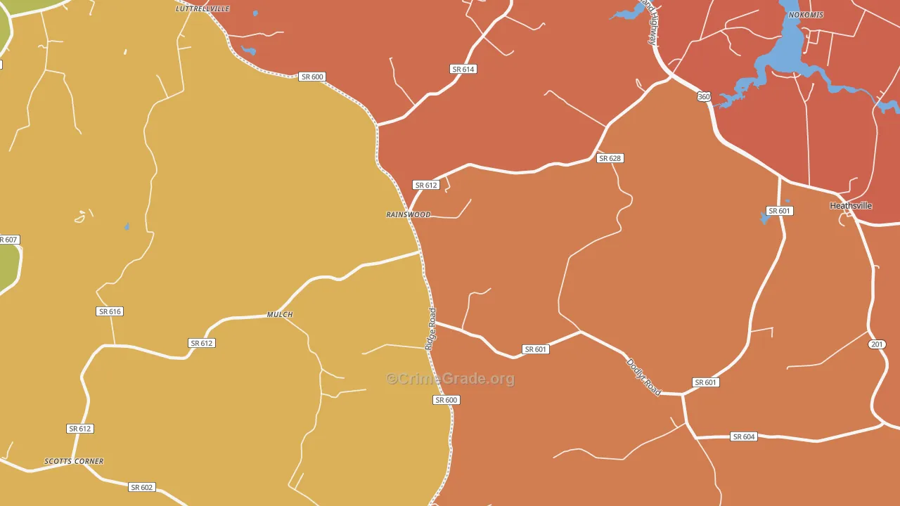 Rainswood, VA Map of Burglary Rates