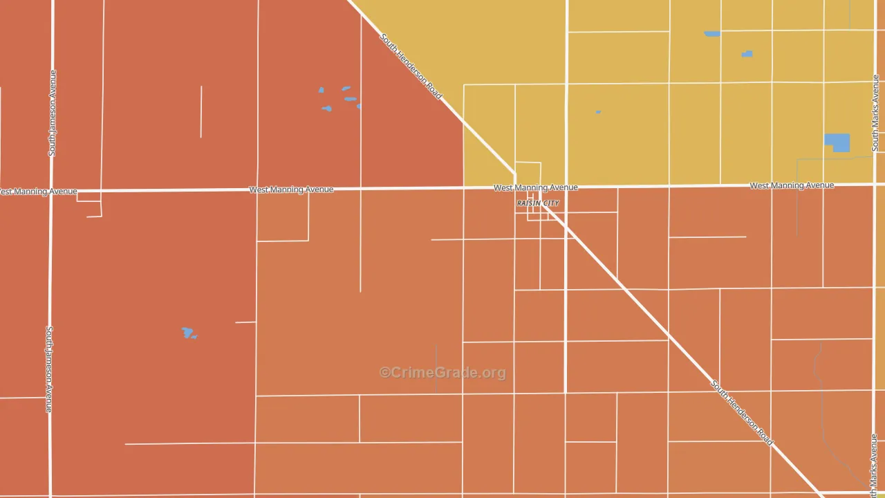 Raisin, CA Map of Burglary Rates