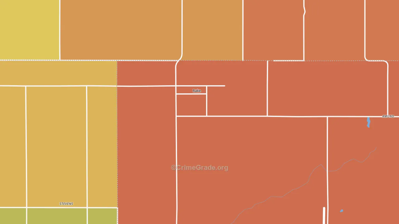 Rake, IA Map of Burglary Rates