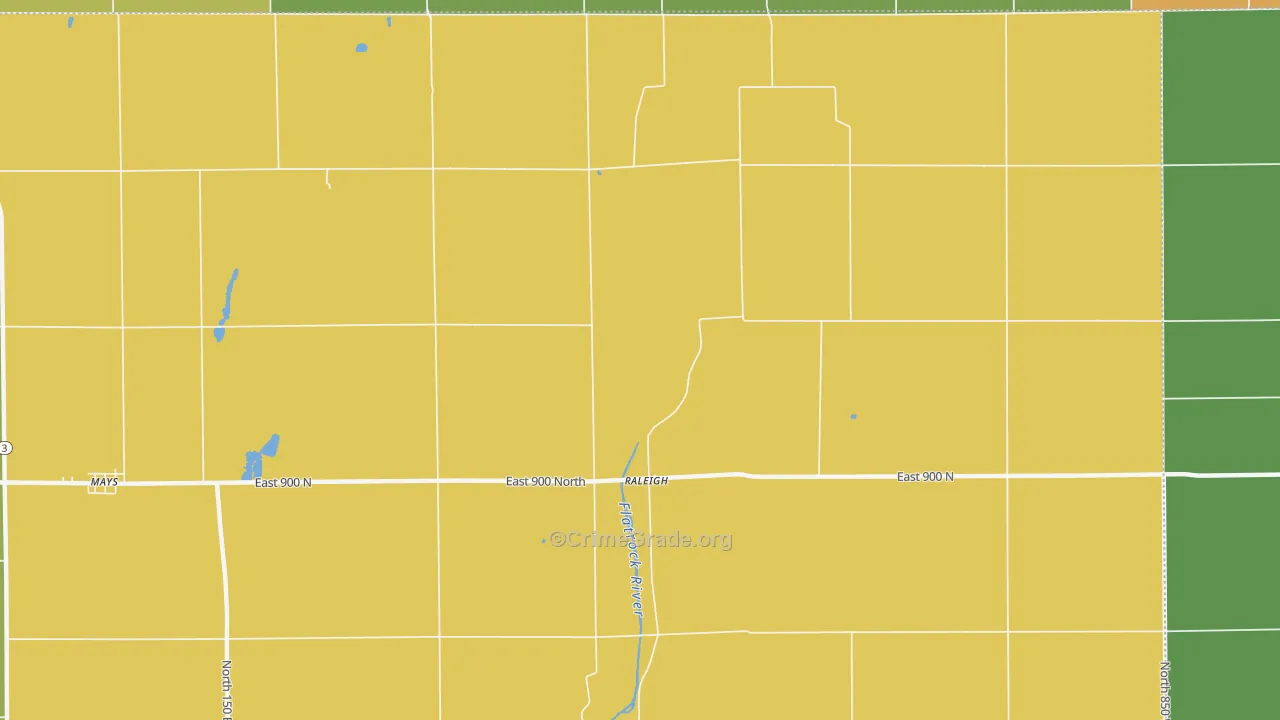 Raleigh, IN Map of Burglary Rates