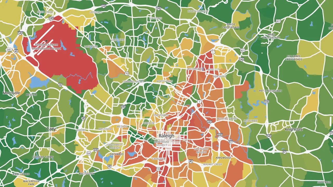 Raleigh, NC Map of Burglary Rates
