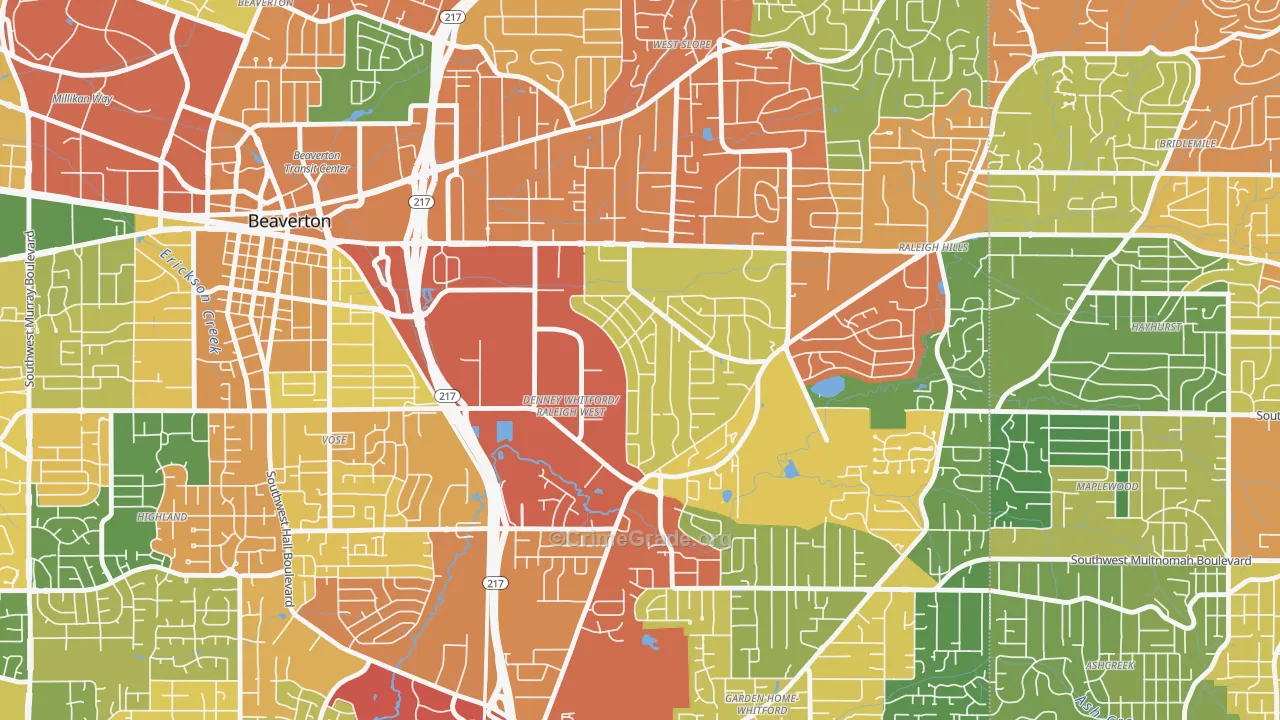 Raleigh West, Beaverton, OR Map of Burglary Rates