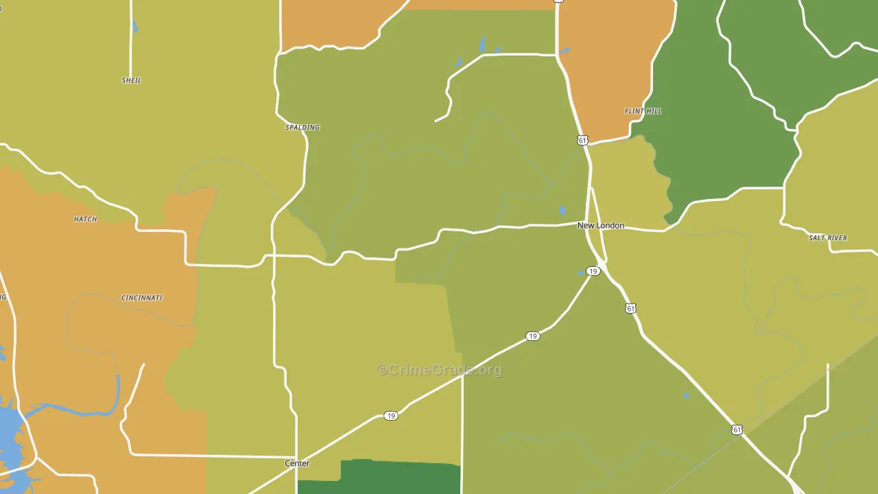 Ralls County, MO Map of Burglary Rates
