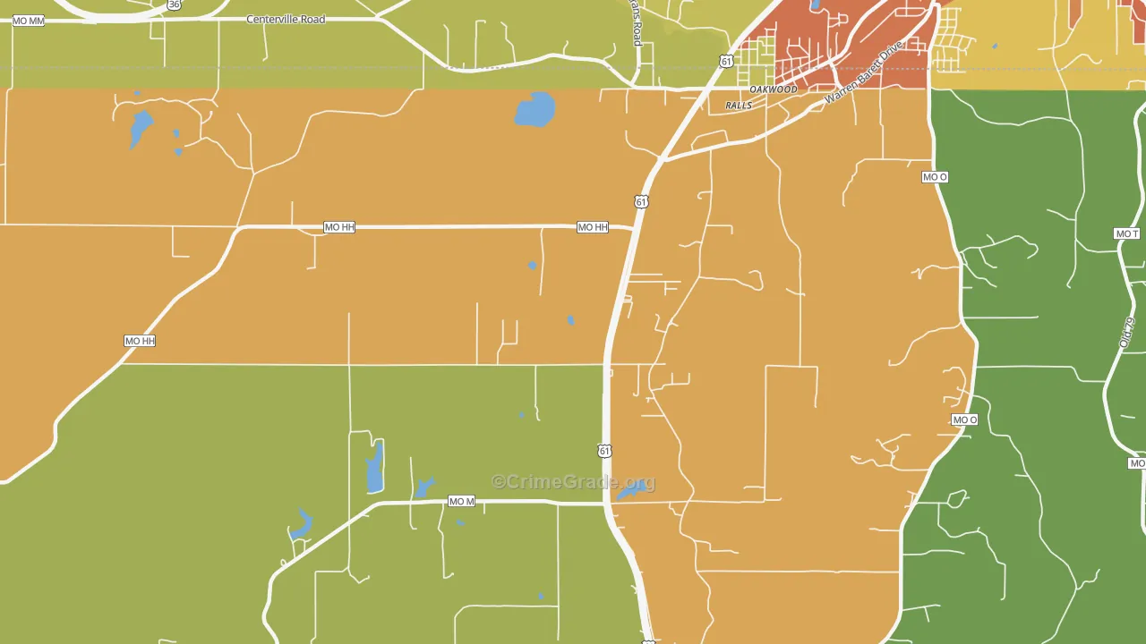 Ralls, MO Map of Burglary Rates