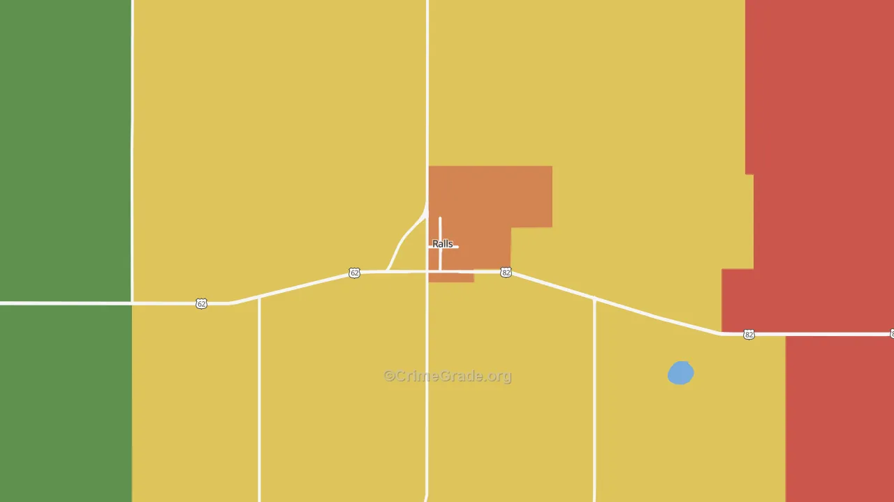 Ralls, TX Map of Burglary Rates