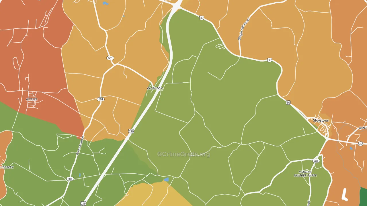 Ralphton, PA Map of Burglary Rates
