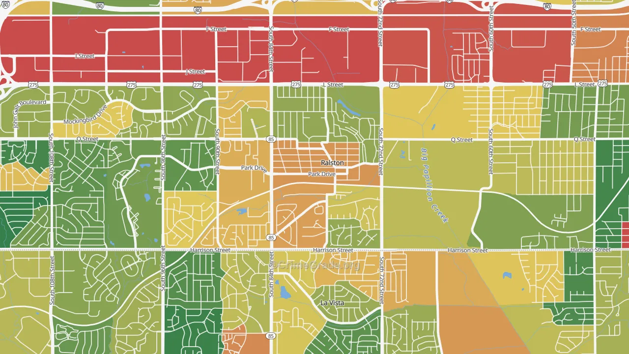 Ralston, NE Map of Burglary Rates