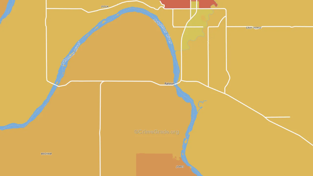 Ralston, OK Map of Burglary Rates