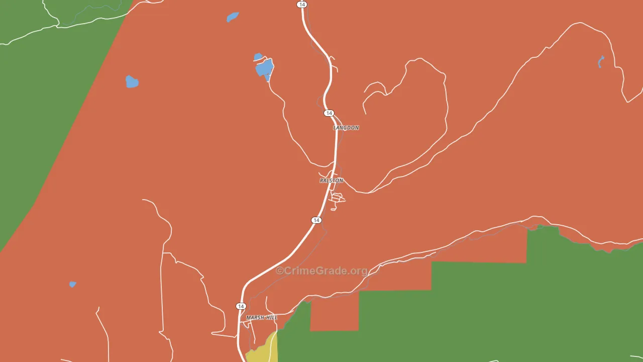 Ralston, PA Map of Burglary Rates