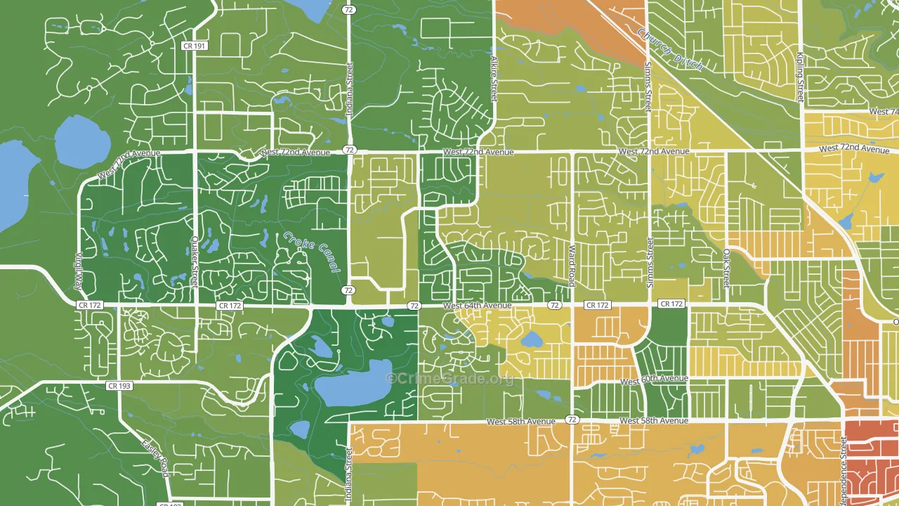 Ralston Valley, Arvada, CO Map of Burglary Rates