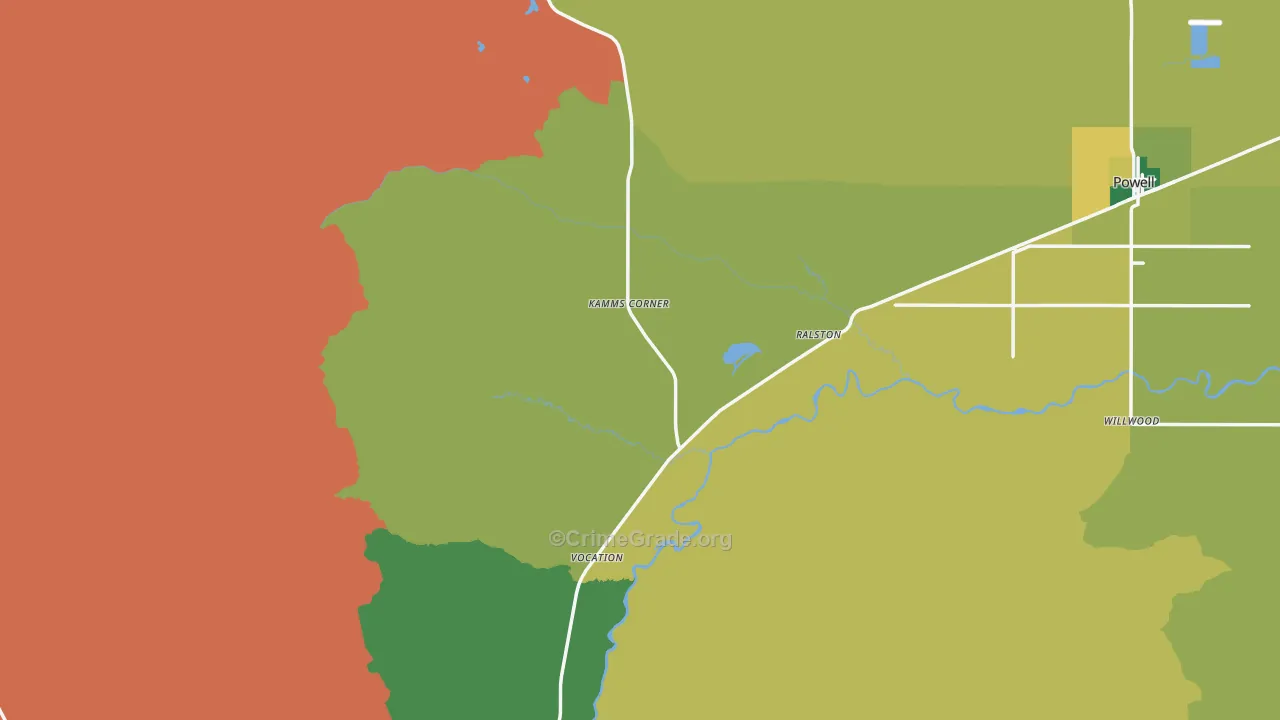 Ralston, WY Map of Burglary Rates