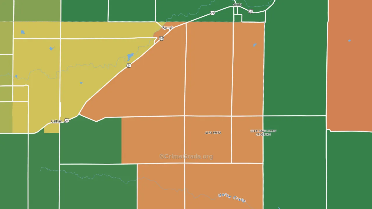 Ramah, CO Map of Burglary Rates