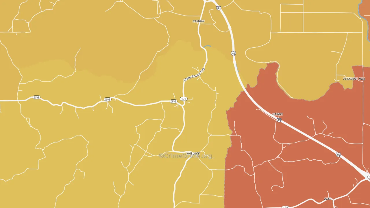 Rambin, LA Map of Burglary Rates