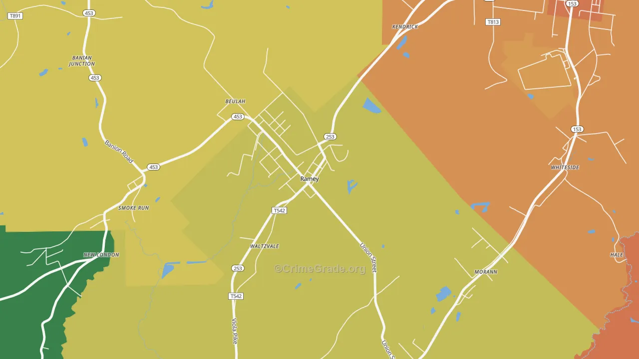 Ramey, PA Map of Burglary Rates