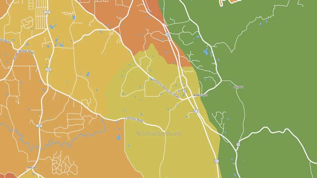 Ramhurst, GA Map of Burglary Rates