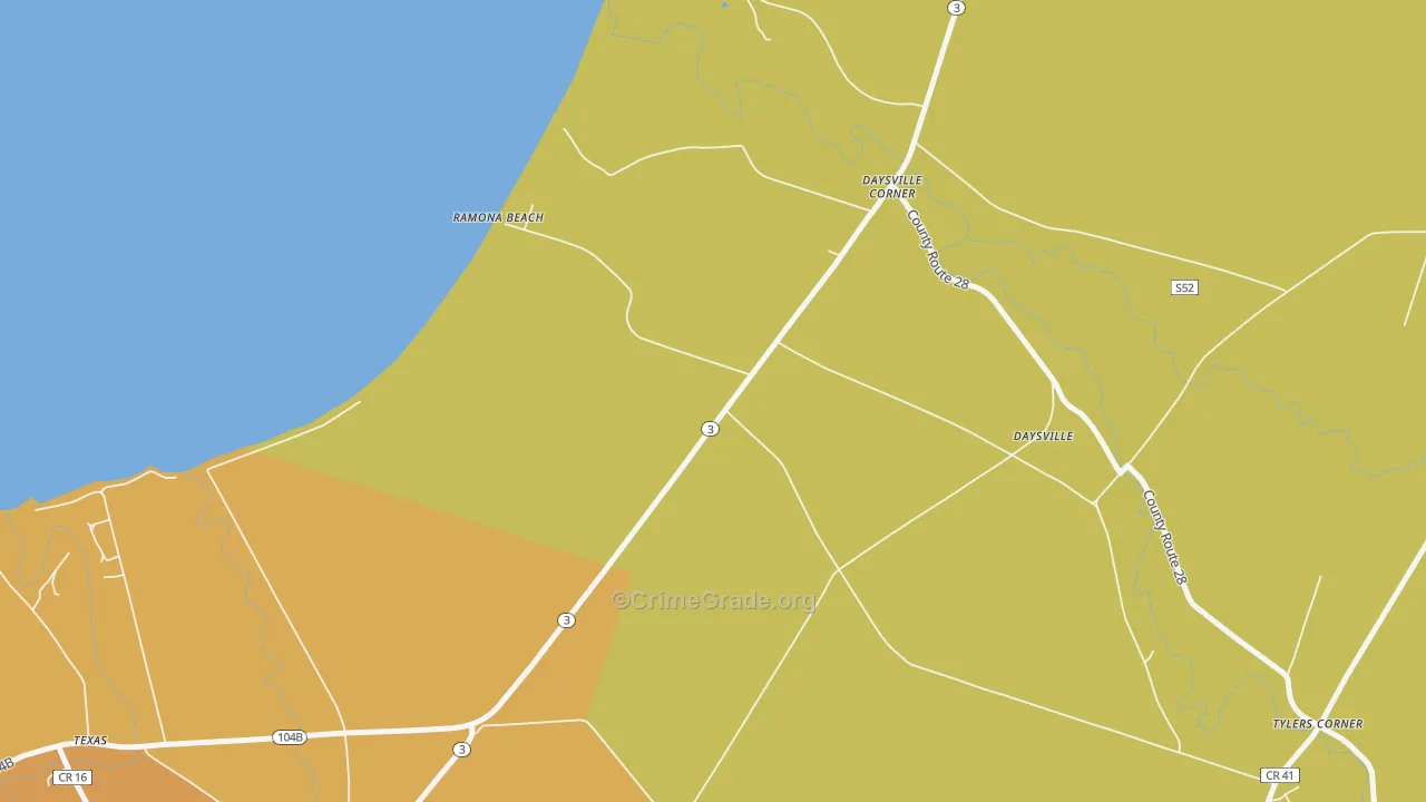 Ramona Beach, NY Map of Burglary Rates