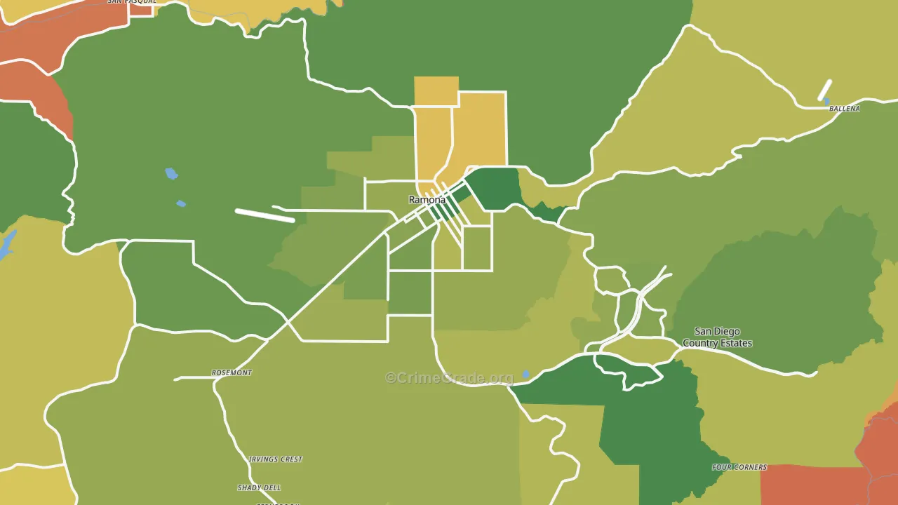 Ramona, CA Map of Burglary Rates
