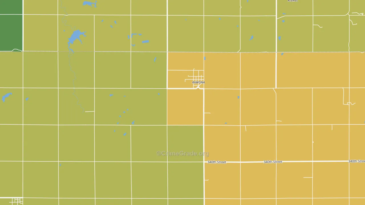 Ramona, KS Map of Burglary Rates