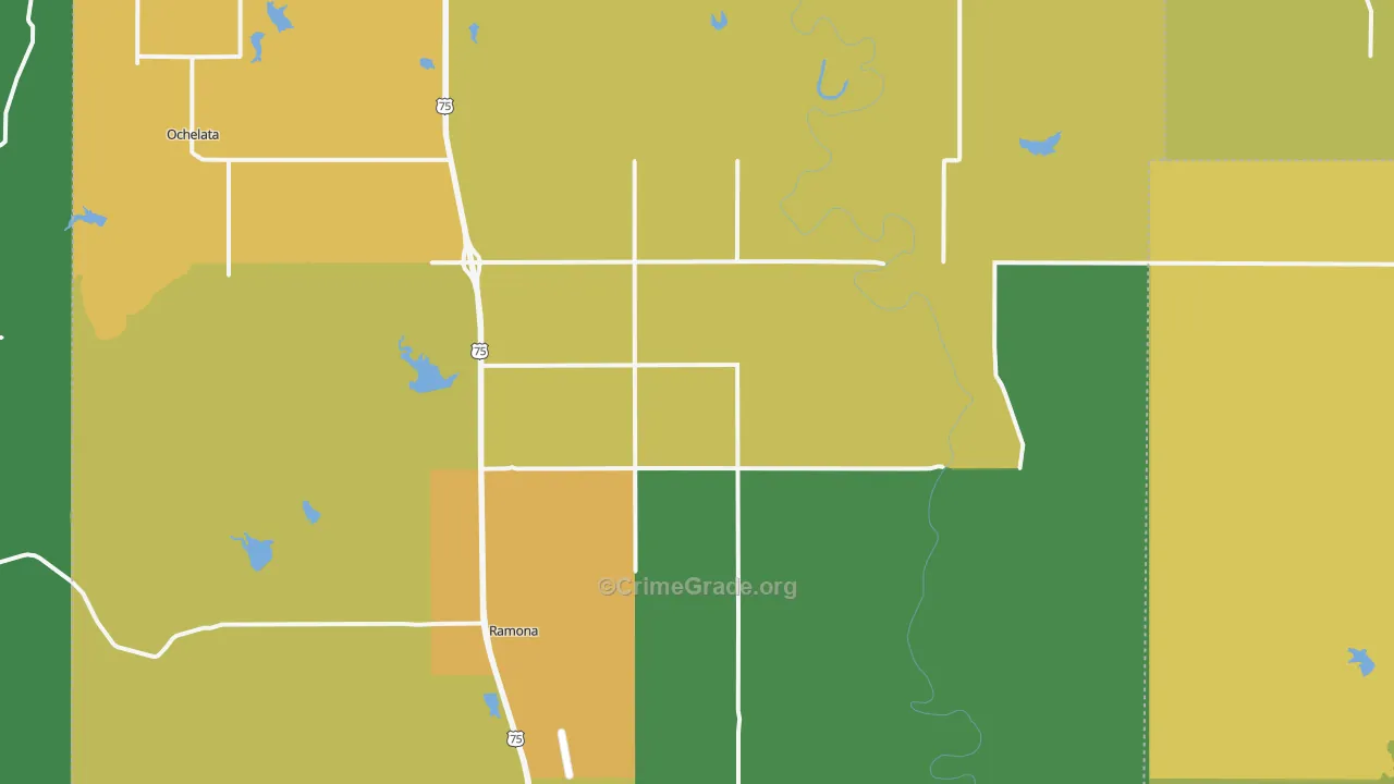 Ramona, OK Map of Burglary Rates