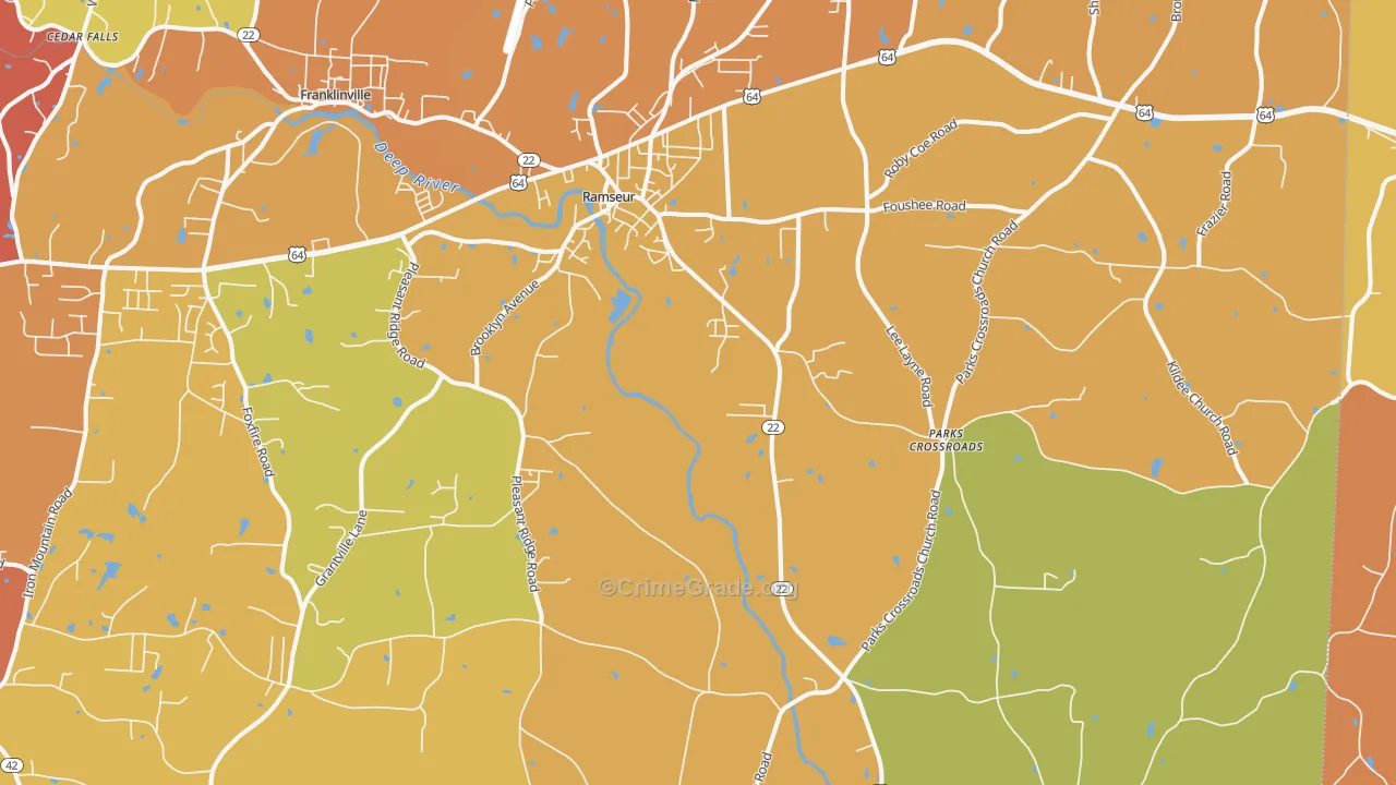 Ramseur, NC Map of Burglary Rates