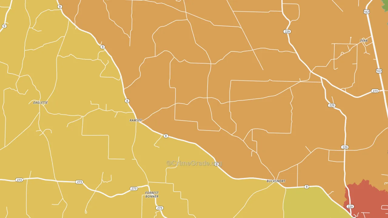 Ramsey, AR Map of Burglary Rates