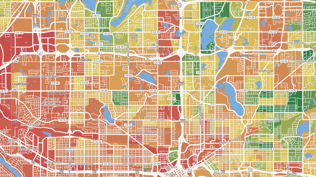 Ramsey County, MN Map of Burglary Rates