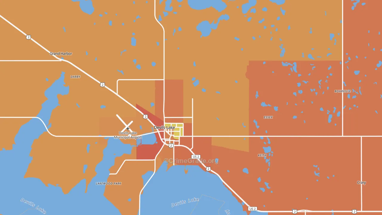 Ramsey County, ND Map of Burglary Rates