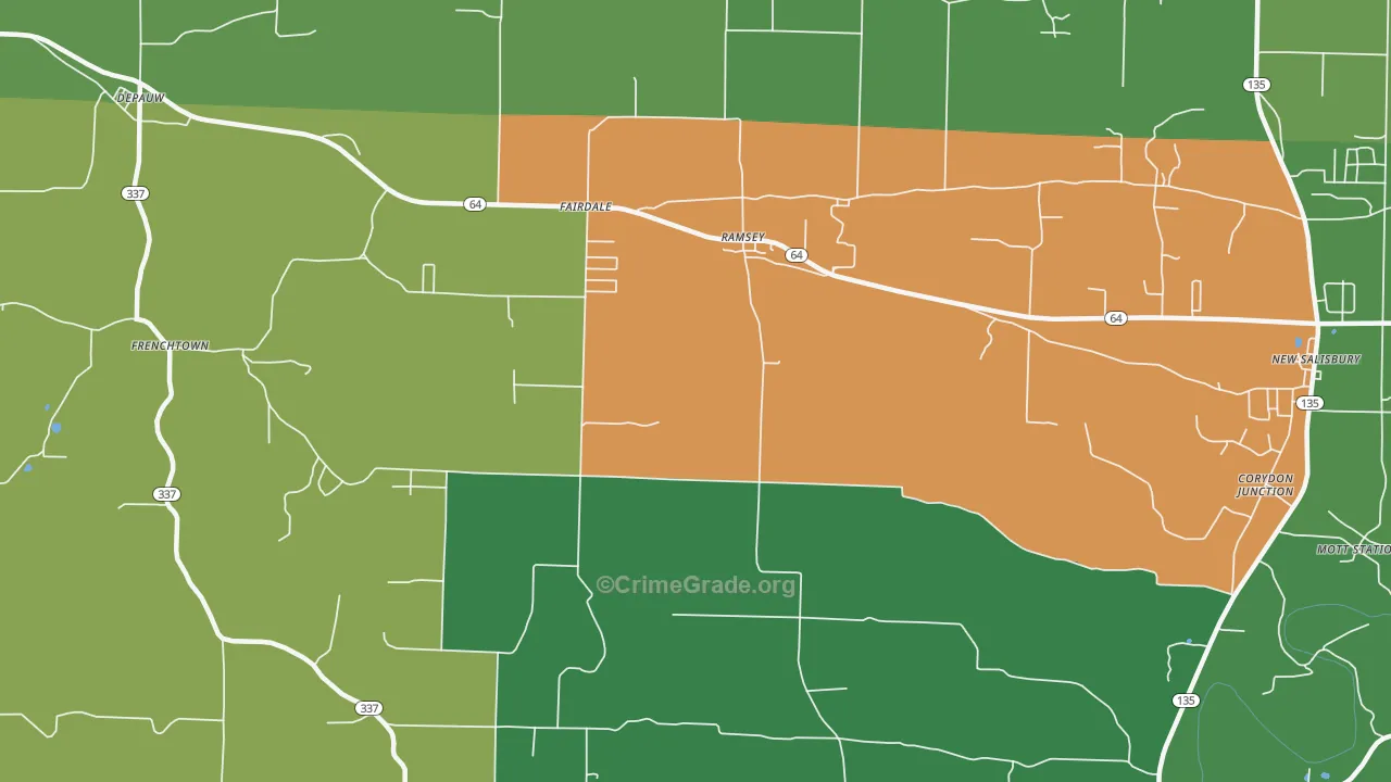 Ramsey, IN Map of Burglary Rates