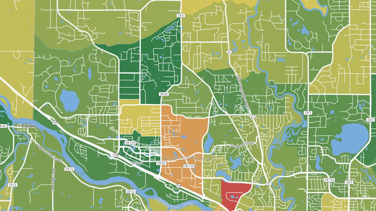 Ramsey, MN Map of Burglary Rates