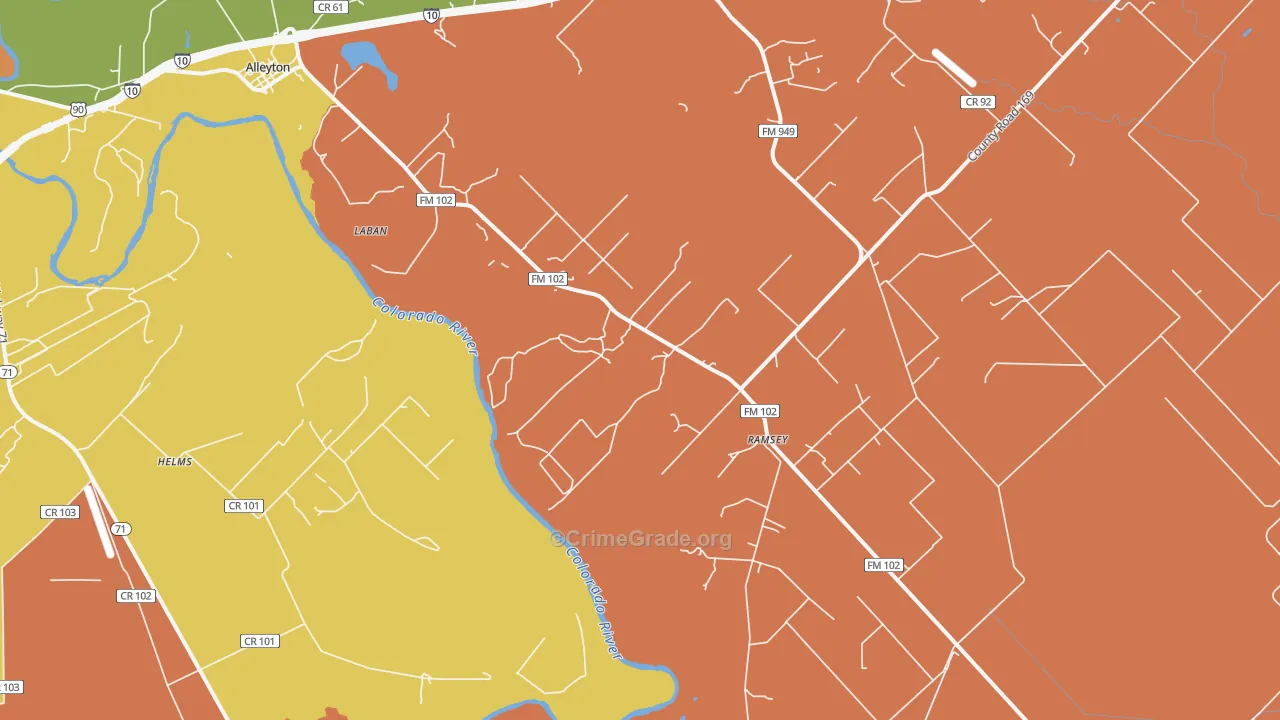 Ramsey, TX Map of Burglary Rates