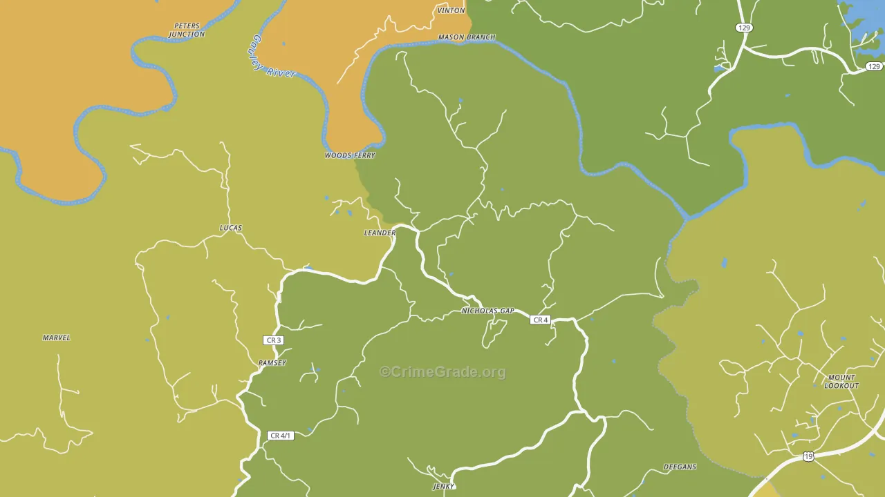 Ramsey, WV Map of Burglary Rates